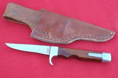 Vintage Olsen OK H.C. #700 Caping Hunting Knife w/ Brown Leather Sheath MI USA - Image 1 of 4