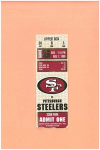 Pittsburgh Steelers at San Francisco 49ers 11-7-1999 ticket Topps Jerry Rice HOF - Picture 1 of 2