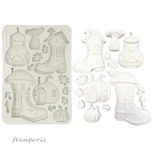 Stamperia - A5 - SILICON MOULD - WHISPERING WOODS - BOOT HOUSE - 14.8 cm X 21 cm - Picture 1 of 3