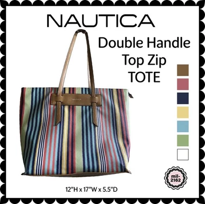 BOLSO DE MANO NAUTICA COLORIDO A RAYAS CON ASA DBL CREMALLERA SUPERIOR EN MUY BUEN ESTADO Foto 1 de 4