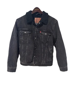 Levi Trucker Jacket Type III Black Sherpa, Choose Size - Image 1 of 4