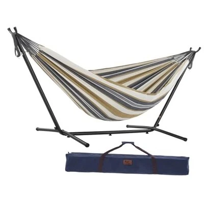  Double Hammock with Space Saving Steel Stand, Upgraded Desert Moon Cotton - Image 1 of 4