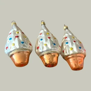 Set 3 Columbia Vetro Argento Multicolore Albero Decorazione Natalizia Stile Cupcake - Foto 1 di 8
