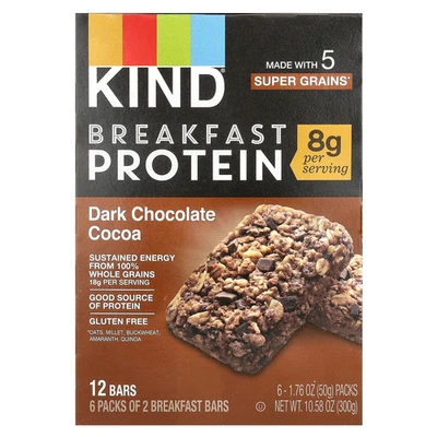 Breakfast Protein Bars, Dark Chocolate Cocoa, 6 Packs, 1.76 oz (50 g) Each - Image 1 of 3