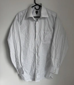 IKE Behar Men's Striped Long Sleeve Dress Shirt White Blue Size 16.5/34 - Picture 1 of 9