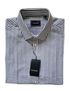 DUCHAMP Shirt Men XL Cream And Midnight Sail Striped Cotton 16.5 Collar Rrp £189 - Picture 1 of 18