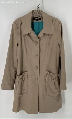 Gabardina para mujer DKNY talla XL regular marrón claro con forro azul Foto 1 de 4