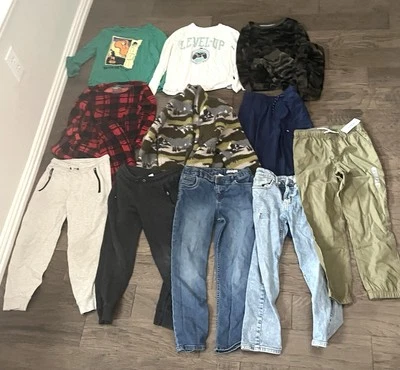 Size 8 Boys Long Sleeve Shirts/Pants Clothes Lot - Image 1 of 4