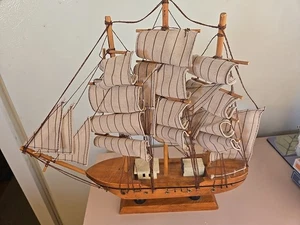 HANDMADE WOODEN CLIPPER SHIP DECORATION 12 X12 INCHES - Picture 1 of 4