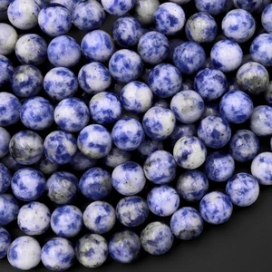 Natural White Spot Sodalite 10 MM Round Smooth Beads Strand 15.5" For Jewelry - Picture 1 of 5