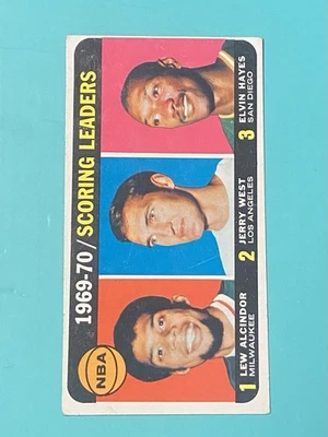1970-71 Topps - League Leaders Kareem Abdul-Jabbar, Jerry West, Elvin Hayes #1 - Image 1 of 2