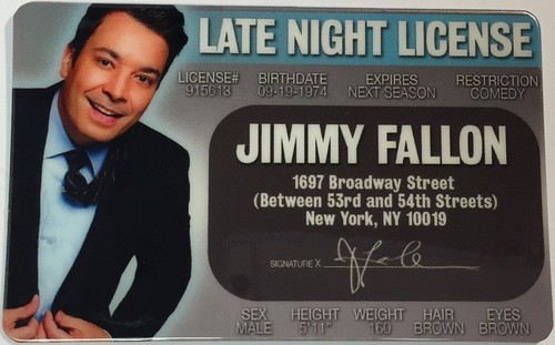 Jimmy Fallon - Late Night License - Novelty - Drivers License | eBay