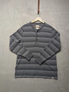 Blake Shelton Lands’ End Henley Shirt Men’s L Long Sleeve Gray Striped Waffle  - Picture 1 of 8