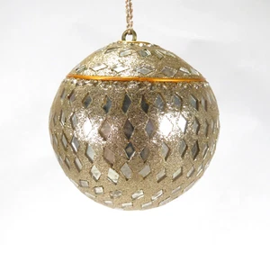 Vintage Weihnachten Gold & Silber Kugel Ornament - Lippan Technik Spiegel Mosaik - Bild 1 von 5