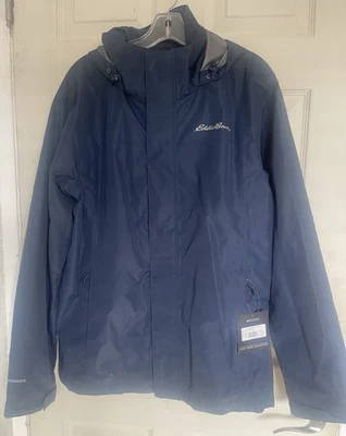 Eddie Bauer Chaqueta Impermeable Azul Marino con Capucha. Hombre talla mediana. Foto 1 de 4