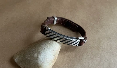 Pulsera de cuero con cable de plata de ley 925 David Yurman vintage Foto 1 de 4