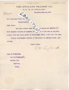 1907 S.S. R. W. ENGLAND TRANSIT COMPANY steamship W. Genrich letterhead signed - Bild 1 von 1