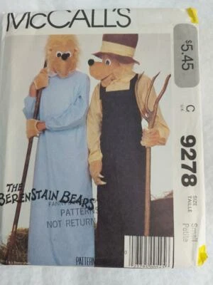 McCall's 9278 Adult/Teen Berenstain Bears Costumes Patterns size Small   1984 - Image 1 of 2