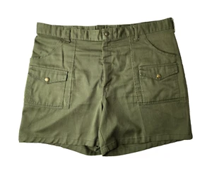Boy Scouts Vintage OG Olive Green Snap Cargo Pocket Hiking Shorts Mens Size 40 - Picture 1 of 8
