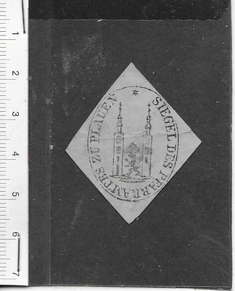 (186) SIEGELMARKE  SACHSEN - SIEGEL DES PFARRAMTES  ZU  PLAUEN i. V. - Bild 1 von 1