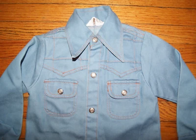 Traje Chaqueta Western Pointy Vintage Años 70 Juvenil Talla 5 Montgomery Ward Azul Ocio Foto 1 de 4