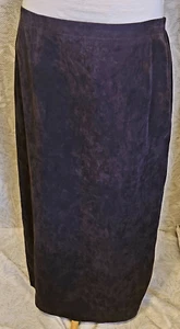 Judith Heart 16P faux suede lined straight midi skirt zip closure back slit - Picture 1 of 4