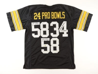 Andy Russell, Jack Ham & Jack Lambert Signed Steelers Jersey 3 Inscriptions - Image 1 of 4