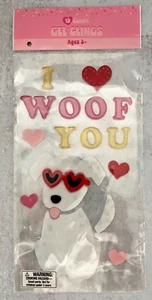 Valentinstag Fenster Gel Welpe I WOOF YOU klammert Lehrerbedarf - Bild 1 von 1