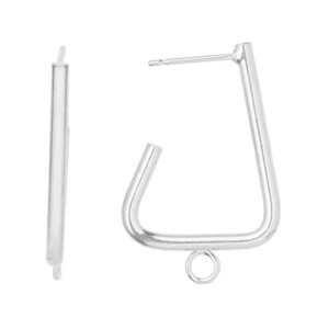 Silver Plated Triangle Open Hoops w Loop Earring Hooks Jewelry Findings 10 pcs - Picture 1 of 1