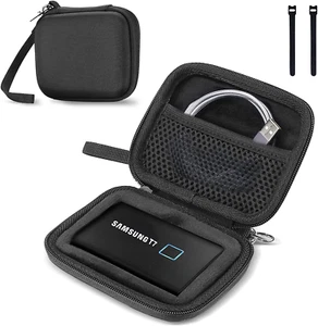Samsung T7/ T7 Touch Portable SSD Hard Carrying Case and 2 Cable Ties, Hard EVA - Picture 1 of 7