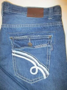 Pantalones de mezclilla para hombre Phat Farm pierna recta azul oscuro talla 40 x 34 bolsillos con solapa como nuevos - Imagen 1 de 6