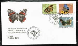 Cyprus Fauna Insects Butterflies set on cover FDC 1983 rare Postmarks B - Picture 1 of 1