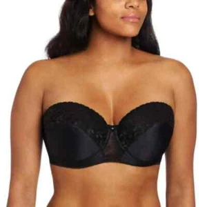 Carnival Full Coverage Lace Strapless Bra Women's 38DD Black Hook & Eye Closure - Picture 1 of 14