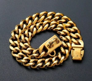 Pet Dog Metal Gold Plated Cuban Chain 15mm - 24" Long For Large Dogs - Picture 1 of 1