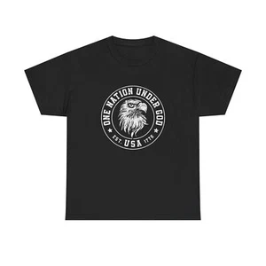 One Nation Under God USA Patriotic Eagle Unisex Heavy Cotton Tee - Picture 1 of 33