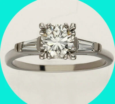 Anillo de compromiso de platino 1,20 quilates VVS diamantes naturales redondo brillante talla 8,5 Foto 1 de 4