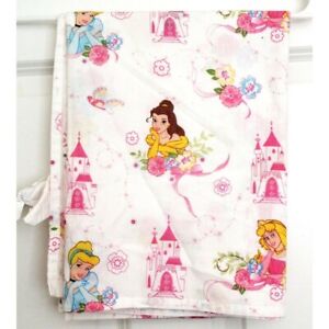 Vintage Disney Princess Toddler Flat Sheet White Pink
