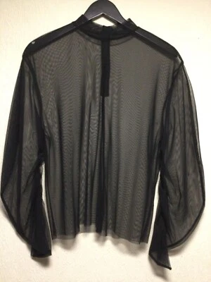 Black mesh goth gothic victorian vampire punk repro vintage top shirt blouse - Image 1 of 4
