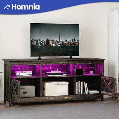 Rustic TV Stand Console for 65" TVs with Power Outlets LED Entertainment Center - Image 1 of 4