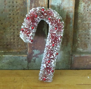 Bottle Brush Candy Cane Christmas Tree LG Ornament Red White Vintage Style - Picture 1 of 12