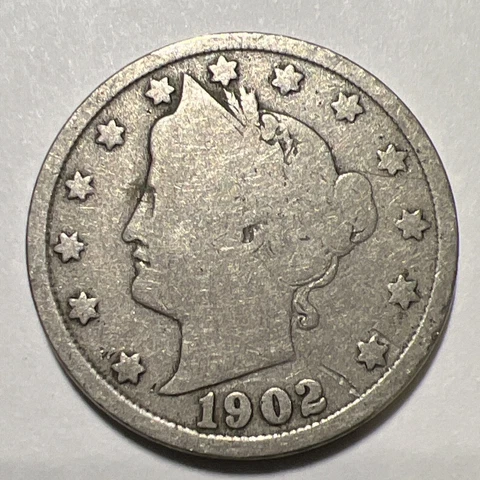 1902 Liberty Head " V " Nickel Philadelphia Mint USA Type Coin -Actual Photos A5 Cover
