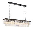 NOXARTE Rectangle Chandeliers for Dining Room Modern Rectangular Crystal Chan...