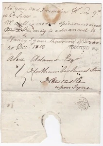 1795 HASTINGS 64 1st TYPE MILEAGE SPELT HASTING RE-USED 1813 TO ALEXr ADAMS  - Picture 1 of 2