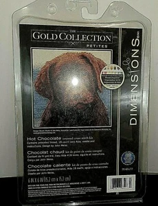 Dimensions Gold Collection Petites Hot Chocolate DOG Stitch Kit 6" X 6" NEW - Picture 1 of 2