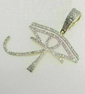1.00 Ct Lab-CreatedDiamond Eye of Horus Cross Shape Pendant 14K Yellow Gold Over - Picture 1 of 4