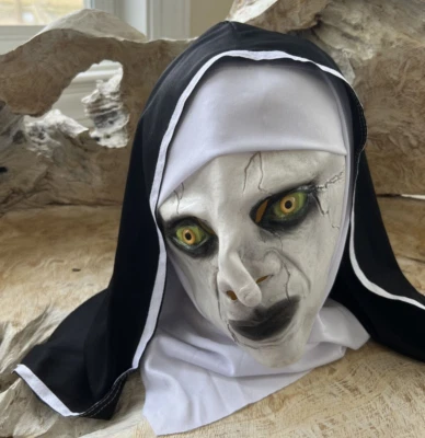 Halloween Horror of the Nuns Latex Mask Green/Gold Eyes Head Covering NEW - Image 1 of 4