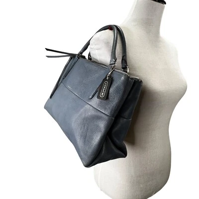Coach Leather Bag Borough Blue Double Handle Pebbled 28160 Purse - Image 1 of 4
