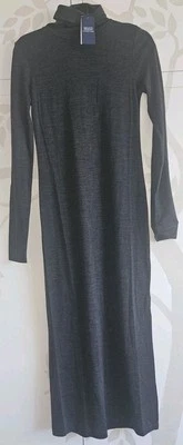 Vestido midi tejido lana enrollable cuello tortuga talla SP 8 UK Polo Ralph Lauren en gris Foto 1 de 4