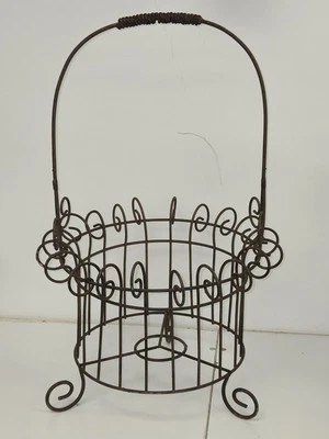 De Colección Rollo Francés Hierro Forjado Cuerda Mango Cesta Jardiniere Foto 1 de 4