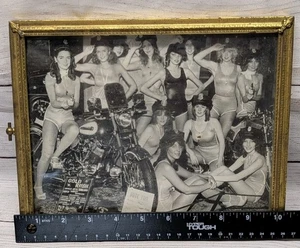 Vintage Harley Davidson 1979 Gold Rush Girls Photo Motorcycle 70s Black & White  - Picture 1 of 8